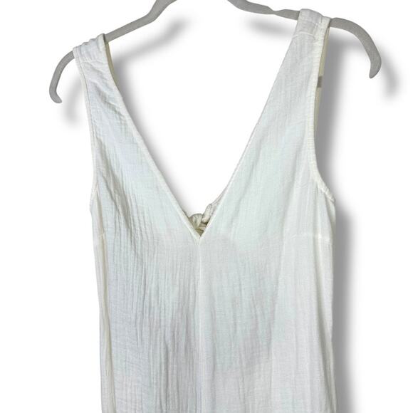 Madewell NWT Lightestspun Tie-Back White Cotton Gauze Cover-Up Jumpsuit Small - Picture 4 of 10